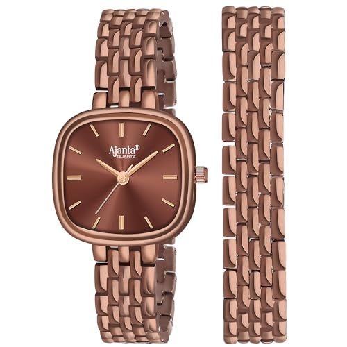 Ajanta Quartz Newly Launched Stainless Steel Stylish Analog Watches and Square Dial for Women and Girls&Miss&Ladies with Metal Strap Bracelet Suitable for Casual, Formal (La Luna Collection) - Image 1