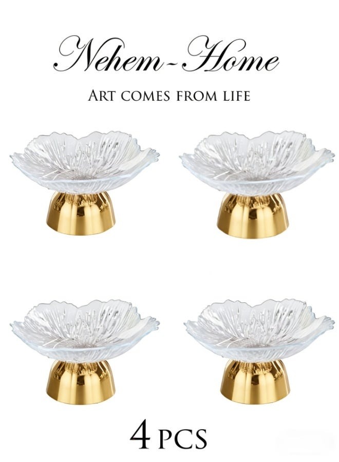 nehem 4 PCS Clear Serving Tray, Serving Plate, Elegant Floral Pattern Clear Trays, Spill-Proof Tray,Decorative Serving Tray for Candy, Fruit, Nuts & Desserts - Image 1