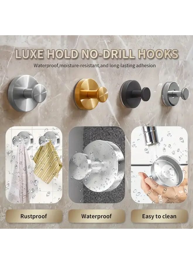2pcs Silvery Stainless Steel Suction Cup Hooks Heavy Duty Wall Mount 15lbs Capacity - Image 1