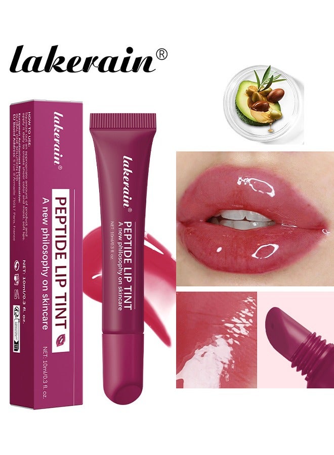 lakerain Peptide Lip Tint ,2 in 1 Lip Gloss and Lip Treatment Plumper and Softer Lips Restore Replenish Dry Lips Lip Color Lipstick Lip Gloss Hydrating Moisturizing Lip Gloss 10ml #04 Raspberry - Image 1