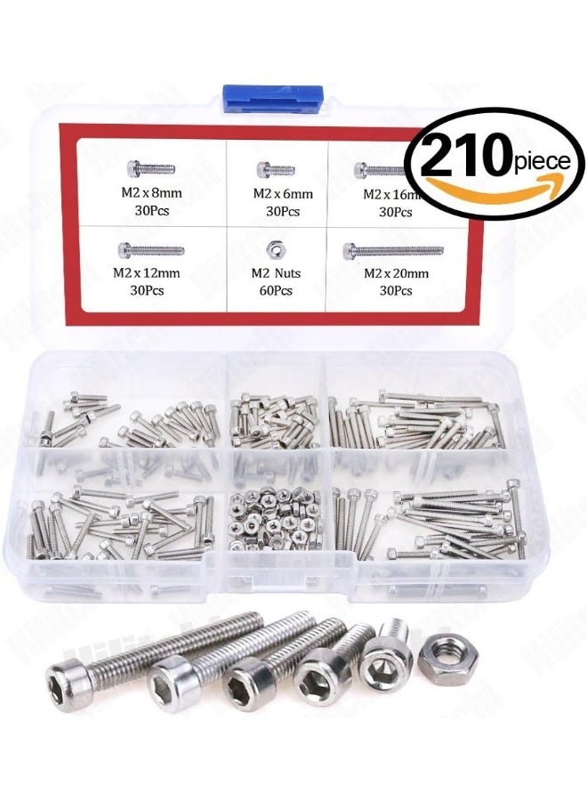 Hilitchi 420pcs M2 M3 Stainless Steel Hex Socket Head Cap Screws Nuts Assortment Kit with Box - Image 4