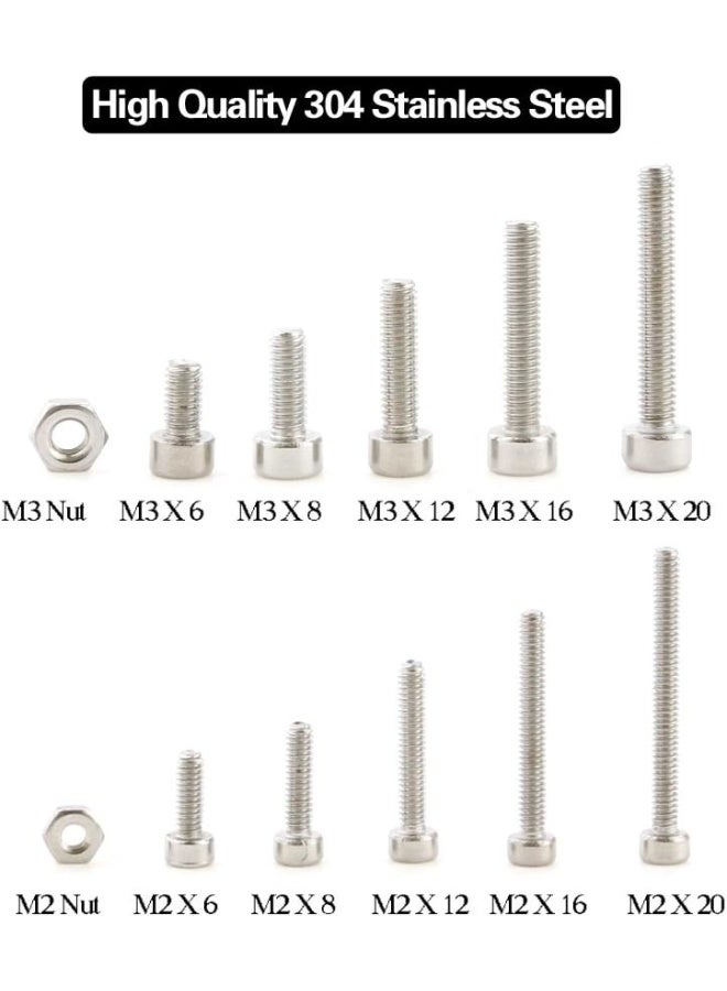 Hilitchi 420pcs M2 M3 Stainless Steel Hex Socket Head Cap Screws Nuts Assortment Kit with Box - Image 2