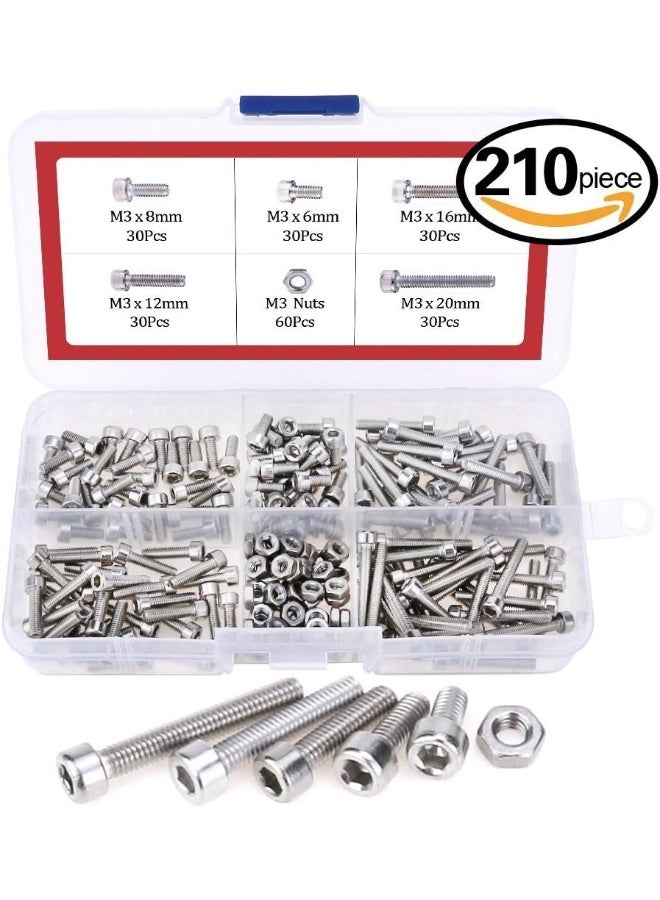 Hilitchi 420pcs M2 M3 Stainless Steel Hex Socket Head Cap Screws Nuts Assortment Kit with Box - Image 5