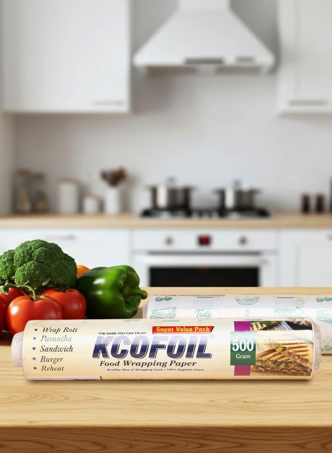 Kcofoil 500GM x 2 Food Wrapping Paper | Butter Paper for Roti, Chapati, Baking | Food Grade, Non-Stick & Greaseproof | Perfect for Tiffin Wraps & Kitchen Use - Image 2