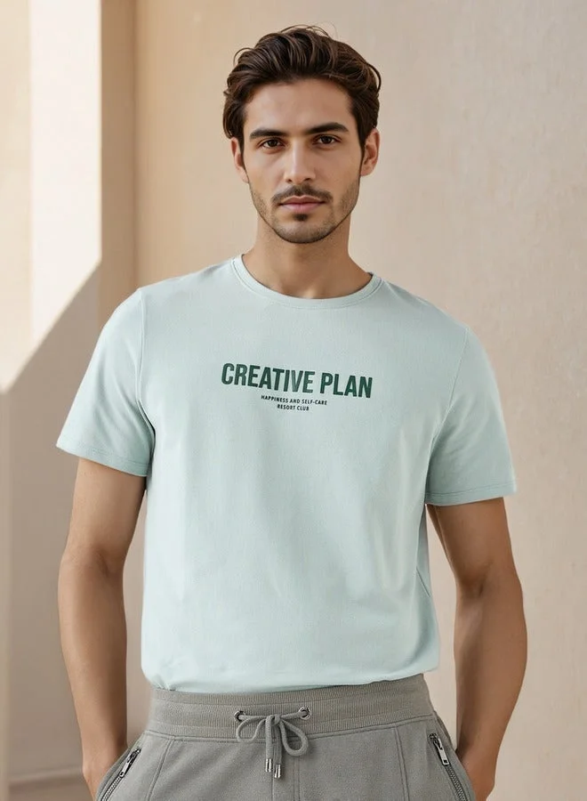 Iconic Iconic Slogan Print Pique T-shirt