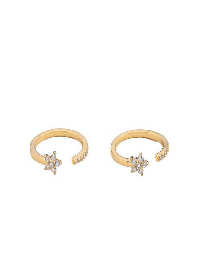 KUSHAL'S Fashion Jewellery Gold-Plated White Bridal Toe Ring With Sparkling Cubic Zirconia - Image 1
