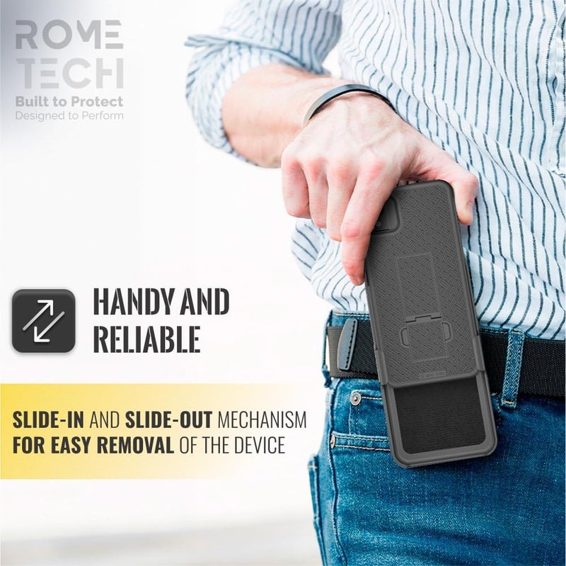 ROME TECH Designed for iPhone 13 Pro Case with Belt Clip Holster - Kickstand Cover Phone Case - Black - Image 5
