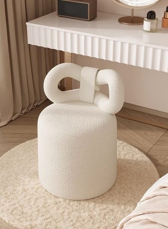 رافين الاستخدامات المتعددة – كرسي مكياج مريح بتصميم عصري بسيط مغلف بالفرو، مزود بمسند ظهر مريح على شكل فيونكة، مناسب لغرفة النوم أو غرفة المعيشة – الأبعاد: 46×43×68 سم - Image 2