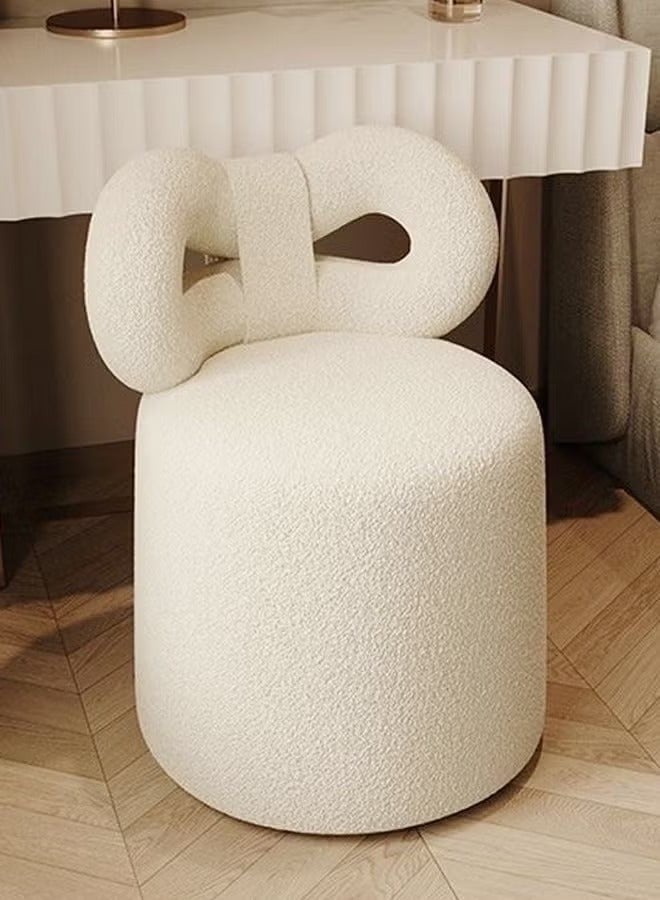 رافين الاستخدامات المتعددة – كرسي مكياج مريح بتصميم عصري بسيط مغلف بالفرو، مزود بمسند ظهر مريح على شكل فيونكة، مناسب لغرفة النوم أو غرفة المعيشة – الأبعاد: 46×43×68 سم - Image 4