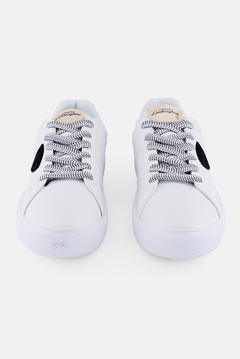 LAMBORGHINI Men Brand Logo Lace Up Casual Shoes, White  - Image 2