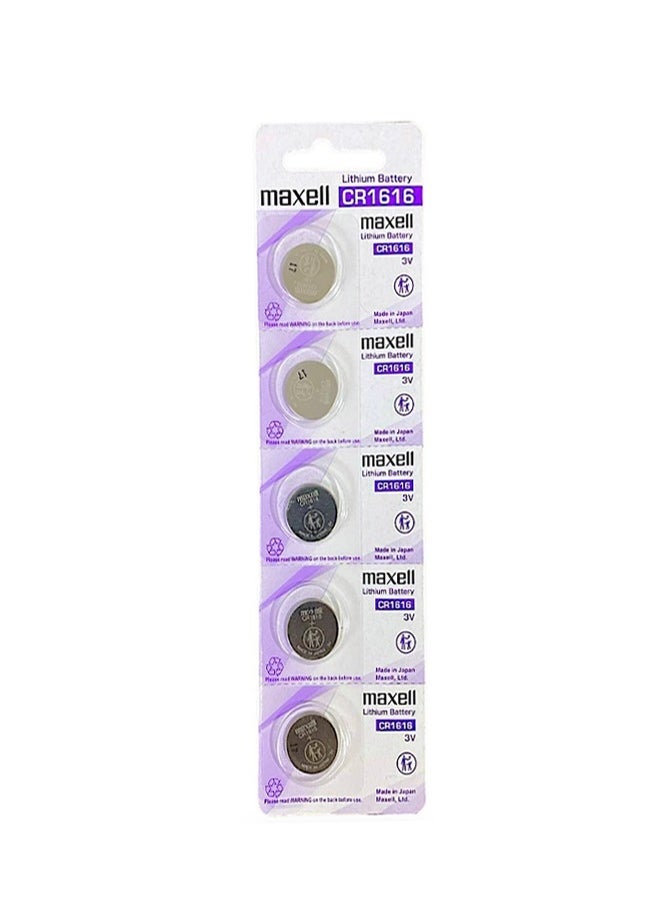 Maxell 5 Pcs CR1616 3V Lithium Battery