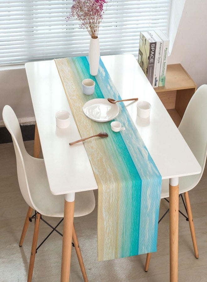 DeeCabin Summer Ocean Beach Table Runner, Blue Tropical Sea Water for Family Dinner Wedding Outdoor Indoor Party Table Decorations，13X72Inch - Image 4