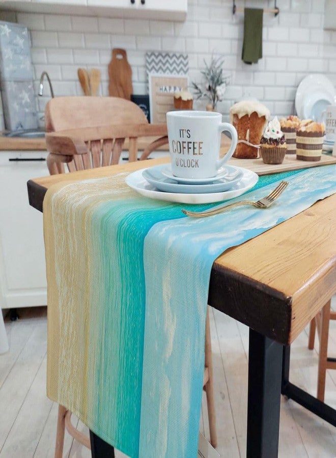 DeeCabin Summer Ocean Beach Table Runner, Blue Tropical Sea Water for Family Dinner Wedding Outdoor Indoor Party Table Decorations，13X72Inch - Image 2