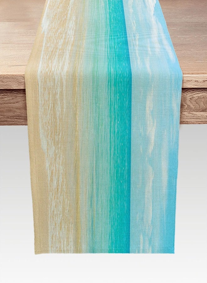 DeeCabin Summer Ocean Beach Table Runner, Blue Tropical Sea Water for Family Dinner Wedding Outdoor Indoor Party Table Decorations，13X72Inch - Image 3