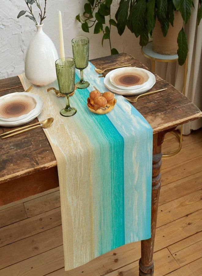 DeeCabin Summer Ocean Beach Table Runner, Blue Tropical Sea Water for Family Dinner Wedding Outdoor Indoor Party Table Decorations，13X72Inch - Image 1