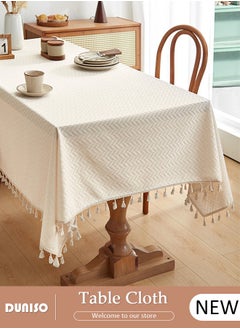 Cotton Linen Table Cloth, Rectangular Retro Farmhouse Tablecloth with Tassel Lace, Wrinkle-Free Dust-Proof,Washable Decorative Table Covers for Home Kitchen Dinning Deco Party Wedding - pzsku/Z588017235AABB8A4972DZ/45/_/1740475288/8392606b-f046-474e-988a-85e9623e5c41