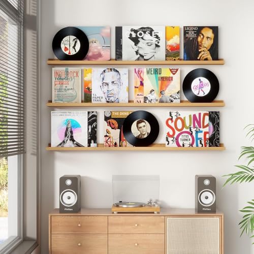 Streem Sheesham Wood Floating Shelves, Wall Shelves Set of 3, Picture Shelf Photo Ledge Shelves for Bathroom Kitchen and Bedroom,Livingroom & Office (Natural, 56 inch) - Image 4