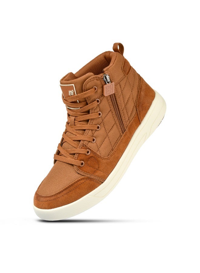 Puca Mens Shoes with Mesh | High Ankle Boots | Light Weight | Puca Genesis Tan - Image 1