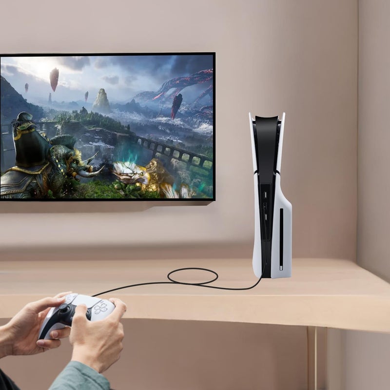 Mcbazel USB Hub for PS5 Slim/PS5 Pro Console Only, 4 Ports 2.0 High-Speed Expansion Hub Charger Adapter Converter for PlayStation 5 Slim/Pro Disc and Digital Edition - Black - Image 2