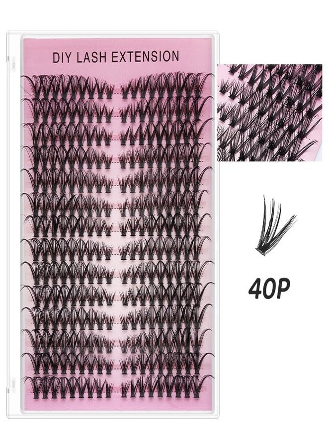 Lash Clusters Wispy Eyelash Clusters D Curl Left&Right Cluster Eyelashes Extensions Cluster Lashes DIY Individual Volume Lash Extension 14 rows Thin Band Cat Eye Lashes (40D) - Image 4