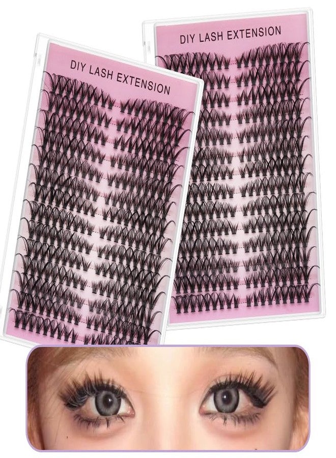 Lash Clusters Wispy Eyelash Clusters D Curl Left&Right Cluster Eyelashes Extensions Cluster Lashes DIY Individual Volume Lash Extension 14 rows Thin Band Cat Eye Lashes (40D) - Image 1