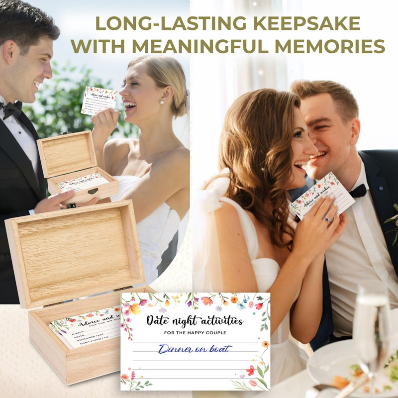 STOFINITY Advice And Wishes For The Mr And Mrs - 50 Pcs Flower Wedding Advice Cards Box, Floral Bridal Shower Games Advice And Wishes Cards For Bride And Groom, Wildflower Bridal Shower Decorations - Image 5