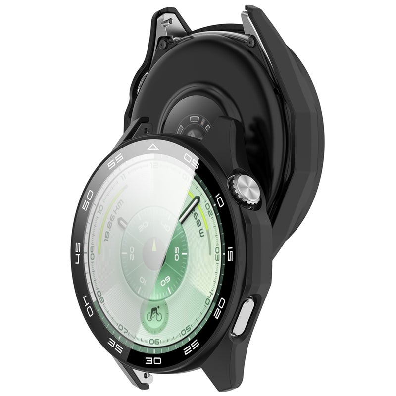 SJet Case for Huawei Watch GT6 46mm Hard PC Case with Tempered Glass Screen Protector with Bumper Guard Protective Cover For Huawei GT 6 46mm (Black) - Image 5
