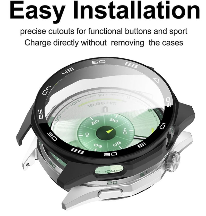 SJet Case for Huawei Watch GT6 46mm Hard PC Case with Tempered Glass Screen Protector with Bumper Guard Protective Cover For Huawei GT 6 46mm (Black) - Image 4