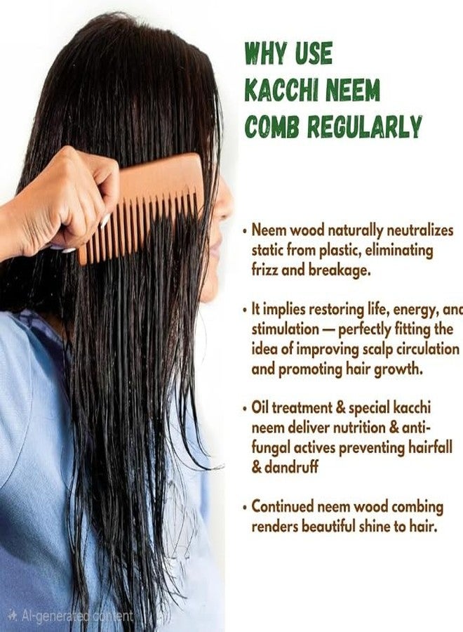 NPRC Pure Neem Comb for Healthy Hair-Pure Natural Neem Wood Comb|Anti-Bacterial & Anti-Fungal|Chemical-Free, Handmade & Eco-Friendly Hair Care - Image 2