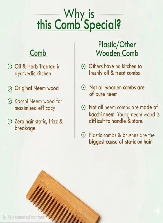 NPRC Pure Neem Comb for Healthy Hair-Pure Natural Neem Wood Comb|Anti-Bacterial & Anti-Fungal|Chemical-Free, Handmade & Eco-Friendly Hair Care - Image 4