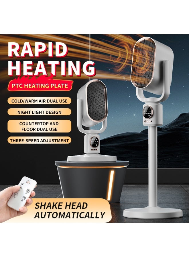 BlueFire 3-in-1 Electric Space Heater 1500W PTC Ceramic with Night Light 🌙, Vibration Remote Control, Adjustable Height & Oscillation, Fast Heating in 3s, Quiet Portable Heater for Bedroom, Living Room & Office Desk - Image 5