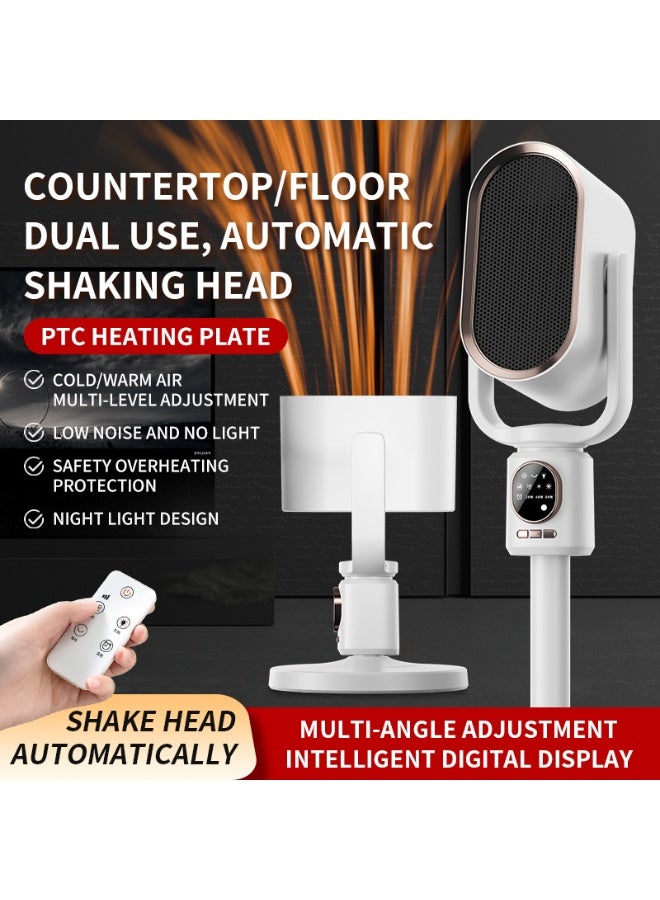 BlueFire 3-in-1 Electric Space Heater 1500W PTC Ceramic with Night Light 🌙, Vibration Remote Control, Adjustable Height & Oscillation, Fast Heating in 3s, Quiet Portable Heater for Bedroom, Living Room & Office Desk - Image 2