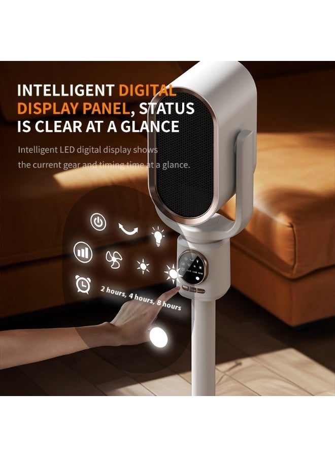 BlueFire 3-in-1 Electric Space Heater 1500W PTC Ceramic with Night Light 🌙, Vibration Remote Control, Adjustable Height & Oscillation, Fast Heating in 3s, Quiet Portable Heater for Bedroom, Living Room & Office Desk - Image 3