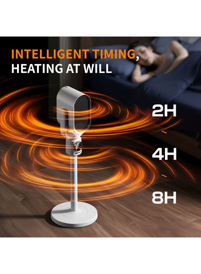 BlueFire 3-in-1 Electric Space Heater 1500W PTC Ceramic with Night Light 🌙, Vibration Remote Control, Adjustable Height & Oscillation, Fast Heating in 3s, Quiet Portable Heater for Bedroom, Living Room & Office Desk - Image 4