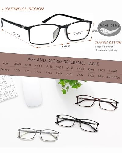 YTDBNS Reading Glasses for Women and Men, Rectangular Readers, Blue Light Blocking Computer Reading Glasses for Work and Daily Use - Image 2