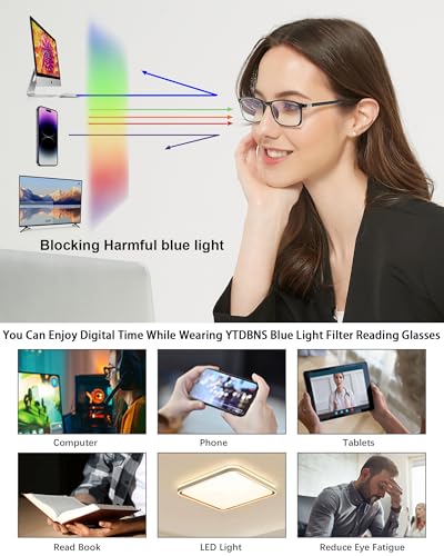 YTDBNS Reading Glasses for Women and Men, Rectangular Readers, Blue Light Blocking Computer Reading Glasses for Work and Daily Use - Image 5