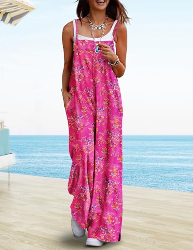 YESNO Women's Summer Casual Jumpsuits Wide Leg Overalls Floral Print Baggy Rompers with Pocket XL PZZCR 26 - Image 2