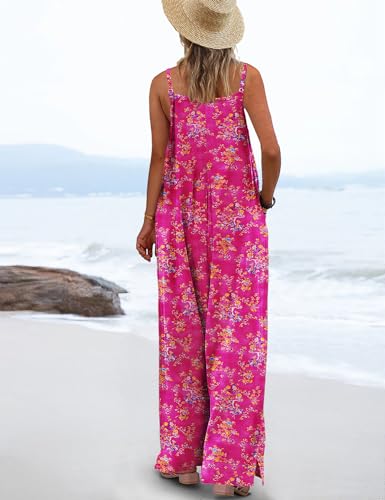 YESNO Women's Summer Casual Jumpsuits Wide Leg Overalls Floral Print Baggy Rompers with Pocket XL PZZCR 26 - Image 3