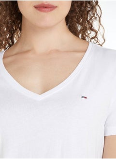 Women's Slim Soft V Neck T-Shirt, White - pzsku/Z58807002CD4A8D83D19AZ/45/_/1723737390/4f1087a5-5992-474e-b8a1-09a888b0a417