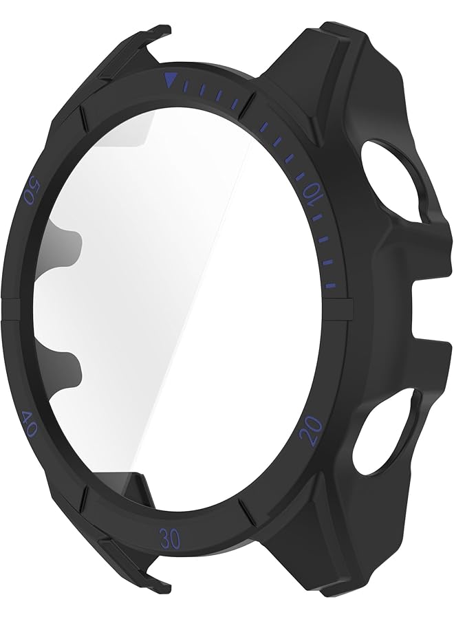 دادو حافظة + واقي شاشة متوافق مع ساعة Garmin Fenix 8 الذكية حافظة بلاستيكية واقية بالكامل باللون الأسود والأزرق 51 مم - Image 4