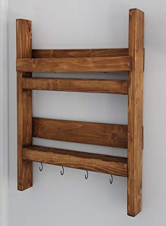 Vm decor Coffee mug rack with storage // kitchen storage with 4 hooks made by sheesham wood brown (4 mugs) - Image 4
