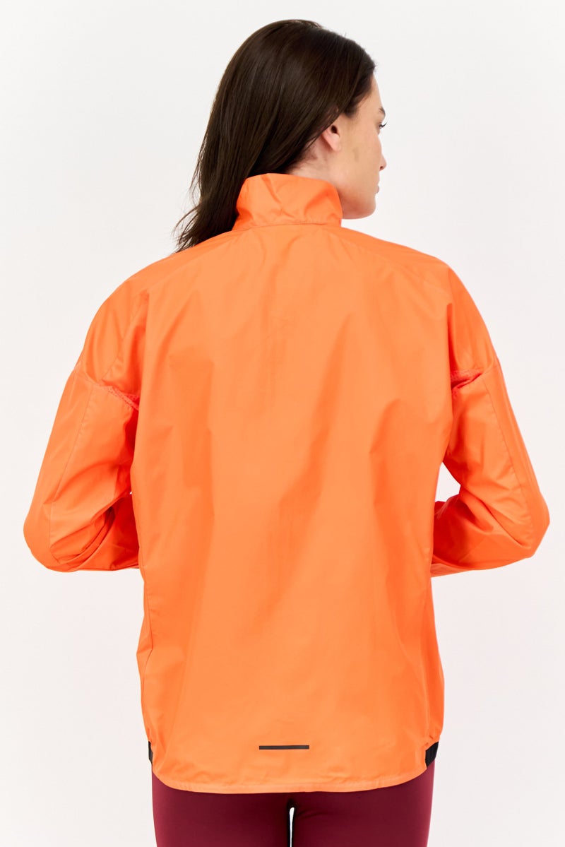 Adidas جاكيت رياضي نسائي بأكمام طويلة مناسب للجري، برتقالي - Image 3