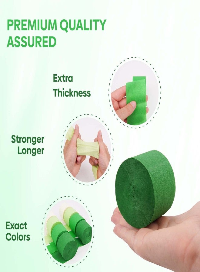 Captain Decor Captain Décor 8 Green Streamers with White, 656ft Pack of Green Crepe Paper Roll for Party Decorations, Party Streamers for Birthday Decorations (1.8 inch x 82 ft/Roll) - Image 4