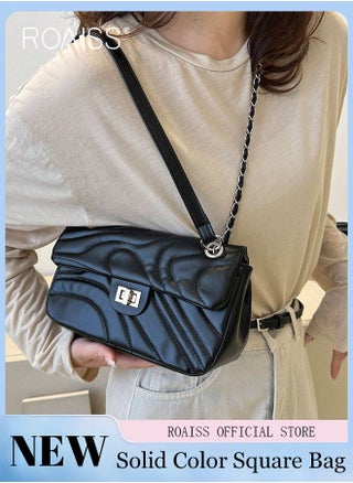 Women Classic Shoulder Bag Ripple Horizontal Rectangle Crossbody Bag Ladies Solid Color Timeless Versatile Elegant Chain Bag Suitable for Commuting and Daily Use Black - pzsku/Z588099631123D896D2C0Z/45/_/1713955752/8f0a1a9e-7d2f-45c9-b5c2-118851f1b4d0