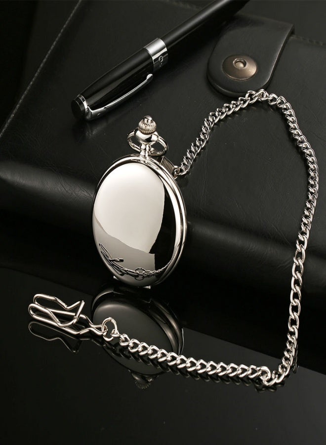 Relógio De Bolso Vintage, Corrente De 37cm Com Pingente De Corrente, De Aço Suave, Quartzo, Mostrador Romano, Presente, Relógio - Image 1