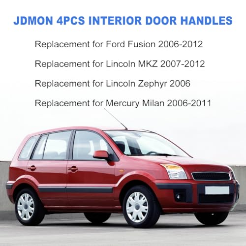 JDMON 4PCS Interior Door Handles Replacement for Ford Fusion Mercury Milan Lincoin MKZ 20062012 Zephyr 2006 Replaces 6E5Z5422601A Front Rear Left Driver Right Passenger Inside Inner Black Chrome - Image 3