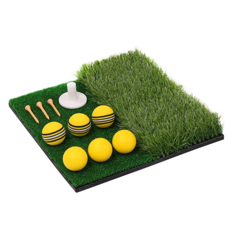 Indoor Outdoor Golf Practice Mat EVA Base Nylon Grass Portable Mini Swing Pad - Image 2