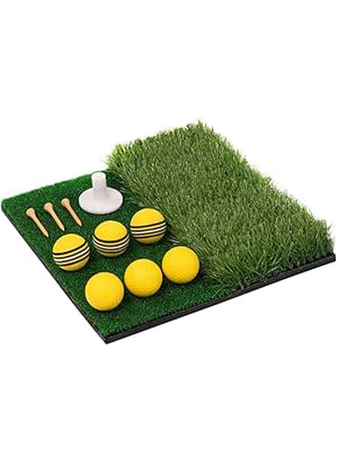 Indoor Outdoor Golf Practice Mat EVA Base Nylon Grass Portable Mini Swing Pad - Image 1