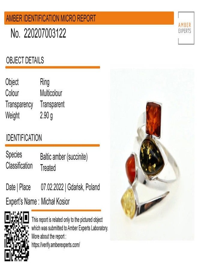 HolidayGiftShops Sterling Silver and Baltic Amber Multicolored Ring Marcia - Image 4