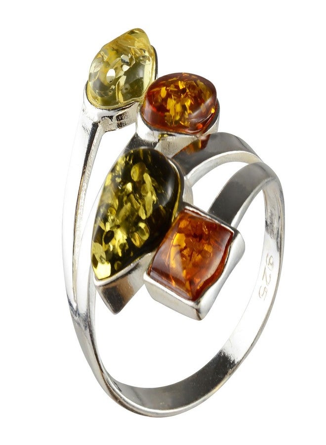 HolidayGiftShops Sterling Silver and Baltic Amber Multicolored Ring Marcia - Image 1